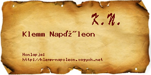 Klemm Napóleon névjegykártya